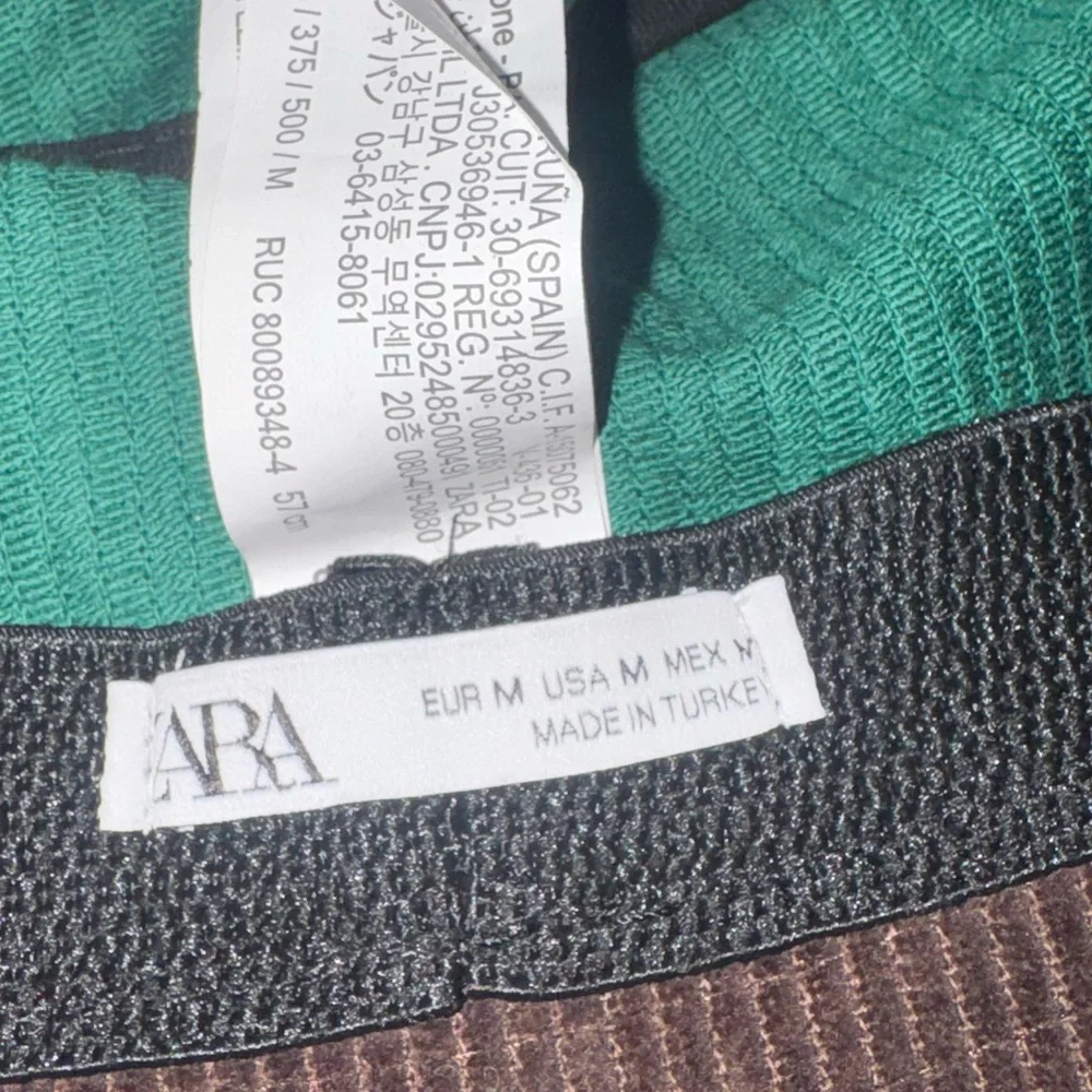 Zara Green and Brown Corduroy Bucket Hat with Patch